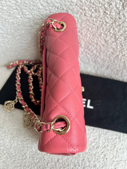 Chanel Mini Rectangular Classic Flap Valentines Day Edition in Pink Lambskin