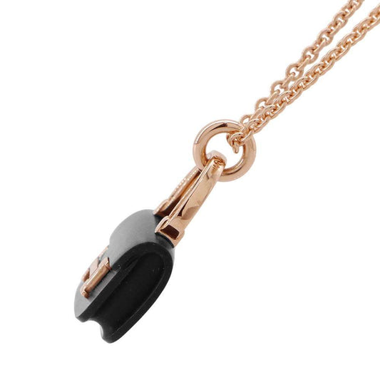 HERMES Constance Amulette Necklace Black K18PG Black Jade