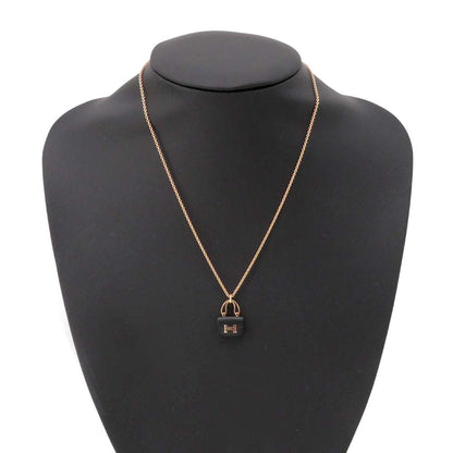 HERMES Constance Amulette Necklace Black K18PG Black Jade