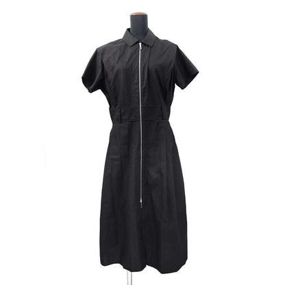 HERMES Zip-up Dress Mosaique motif Size 40 Black Cotton100%