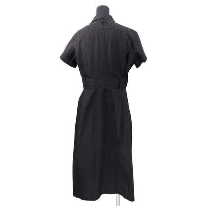 HERMES Zip-up Dress Mosaique motif Size 40 Black Cotton100%