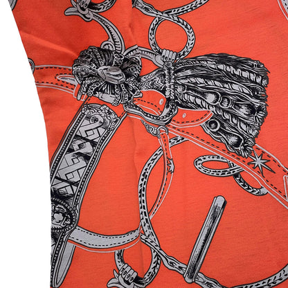 HERMES All-over print T-shirt Size 38 Orange/Gray Cotton100%