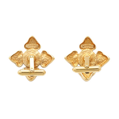 CHANEL Faux Pearl Cufflinks Gold Metal