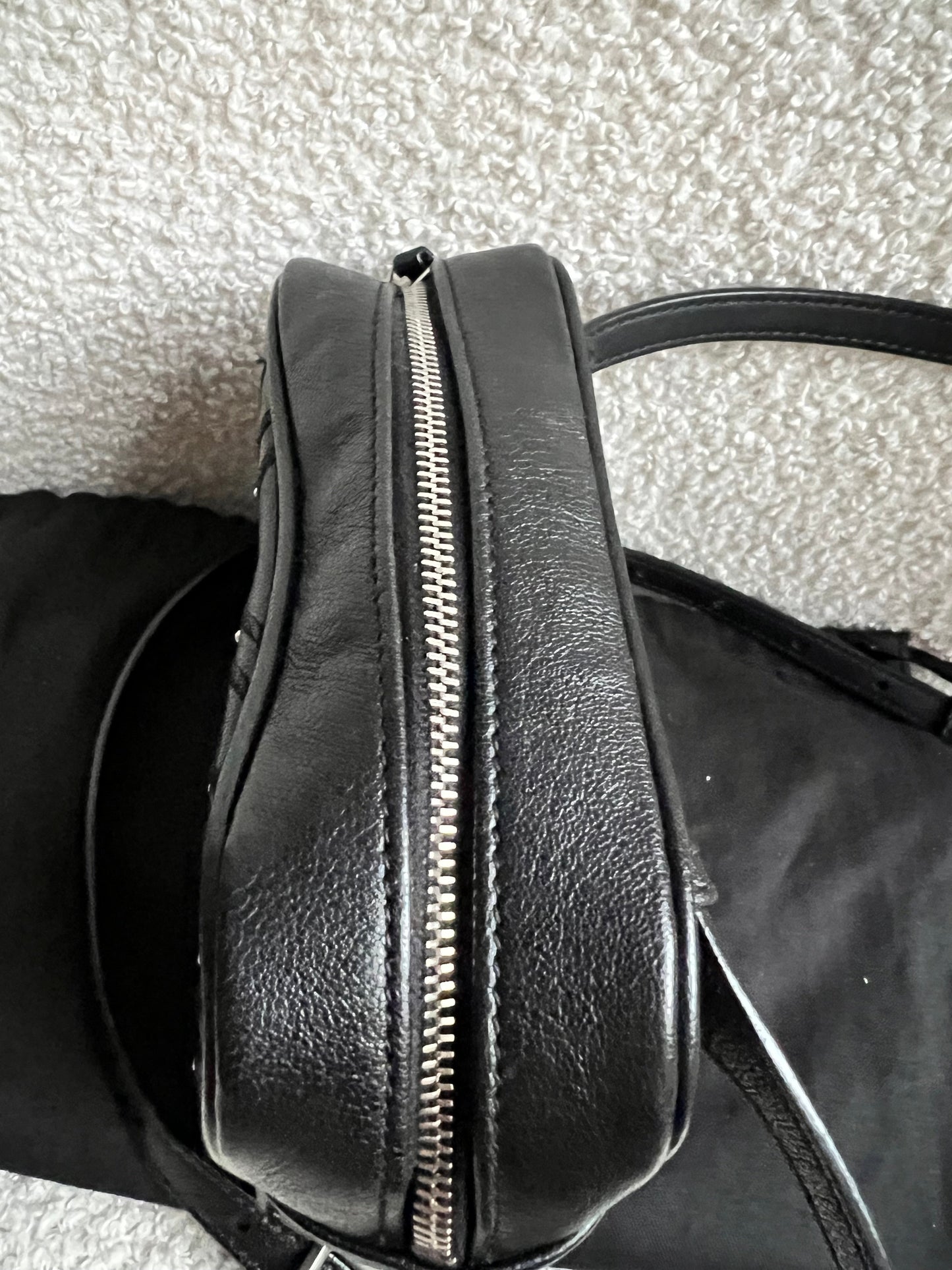 Yves Saint Laurent (YSL) Black Studded Lou Belt Bag