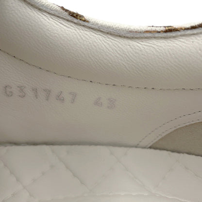 CHANEL Slip-on Sneakers WhiteG31747 Leather Canvas Size 43