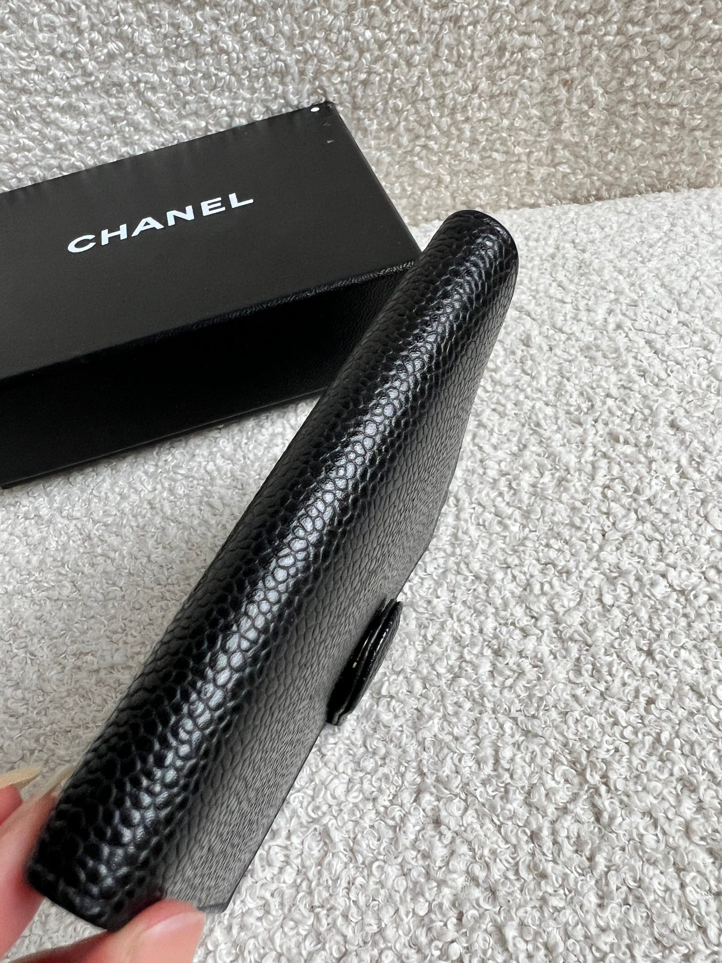 Chanel Black Caviar Timeless Small French Bifold Wallet
