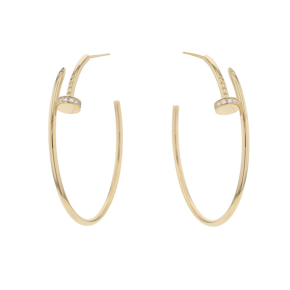 CARTIER Juste Un Clou Hoop Earring Large Model Diamond Size LargeB8301225 18K Yellow Gold