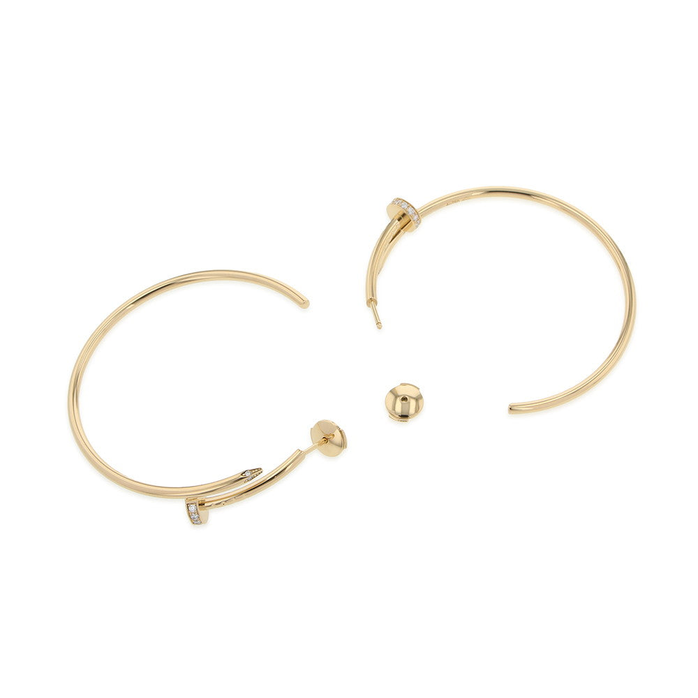 CARTIER Juste Un Clou Hoop Earring Large Model Diamond Size LargeB8301225 18K Yellow Gold