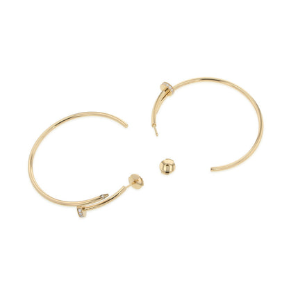 CARTIER Juste Un Clou Hoop Earring Large Model Diamond Size LargeB8301225 18K Yellow Gold