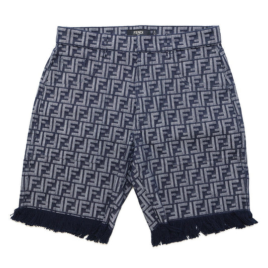 FENDI EmbroideryFF logo Bermuda shorts Size 35 BlueFLP307 AMZ3 Cotton66% Polyester34%