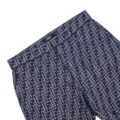 FENDI EmbroideryFF logo Bermuda shorts Size 35 BlueFLP307 AMZ3 Cotton66% Polyester34%