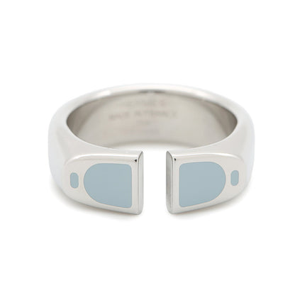 HERMES ★Etrier Ring Size 64 Blue RunH100060FJ0360 Metal