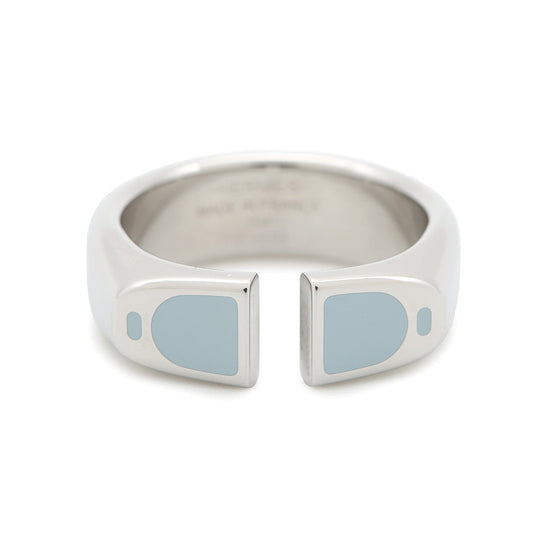 HERMES ★Etrier Ring Size 64 Blue RunH100060FJ0360 Metal