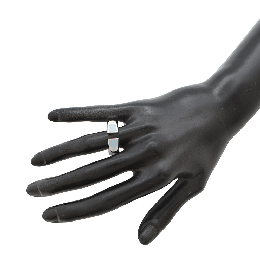 HERMES ★Etrier Ring Size 64 Blue RunH100060FJ0360 Metal