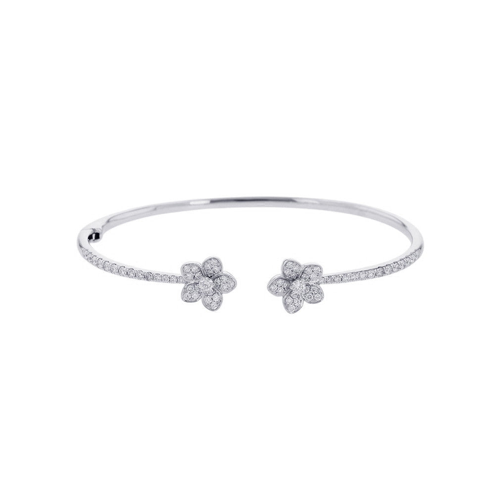GRAFF Wildflower Open Pavé Diamond Bangle Size 6.1"RGB540 18K White Gold
