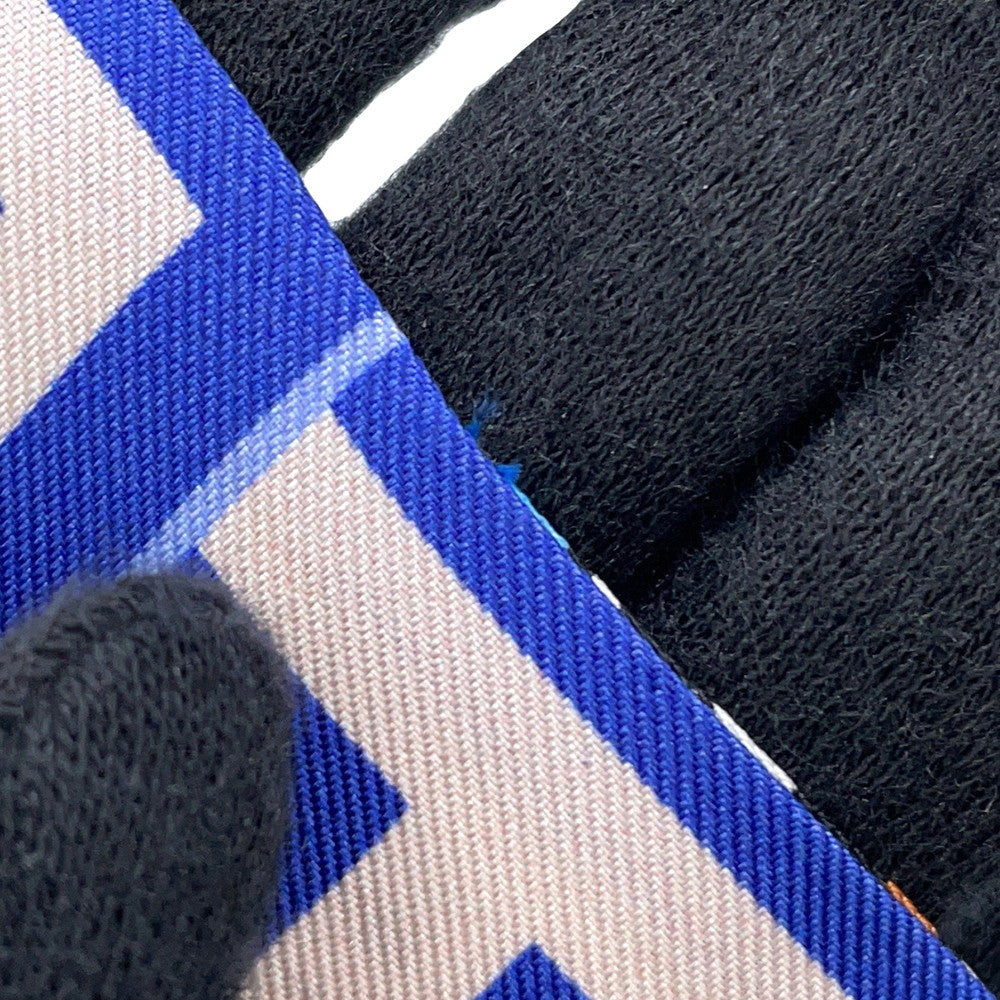 CHANEL Twilly Scarf all-over pattern Blue/Pink/Multicolor Silk100%