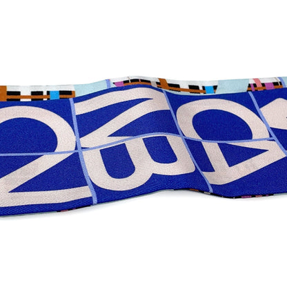 CHANEL Twilly Scarf all-over pattern Blue/Pink/Multicolor Silk100%