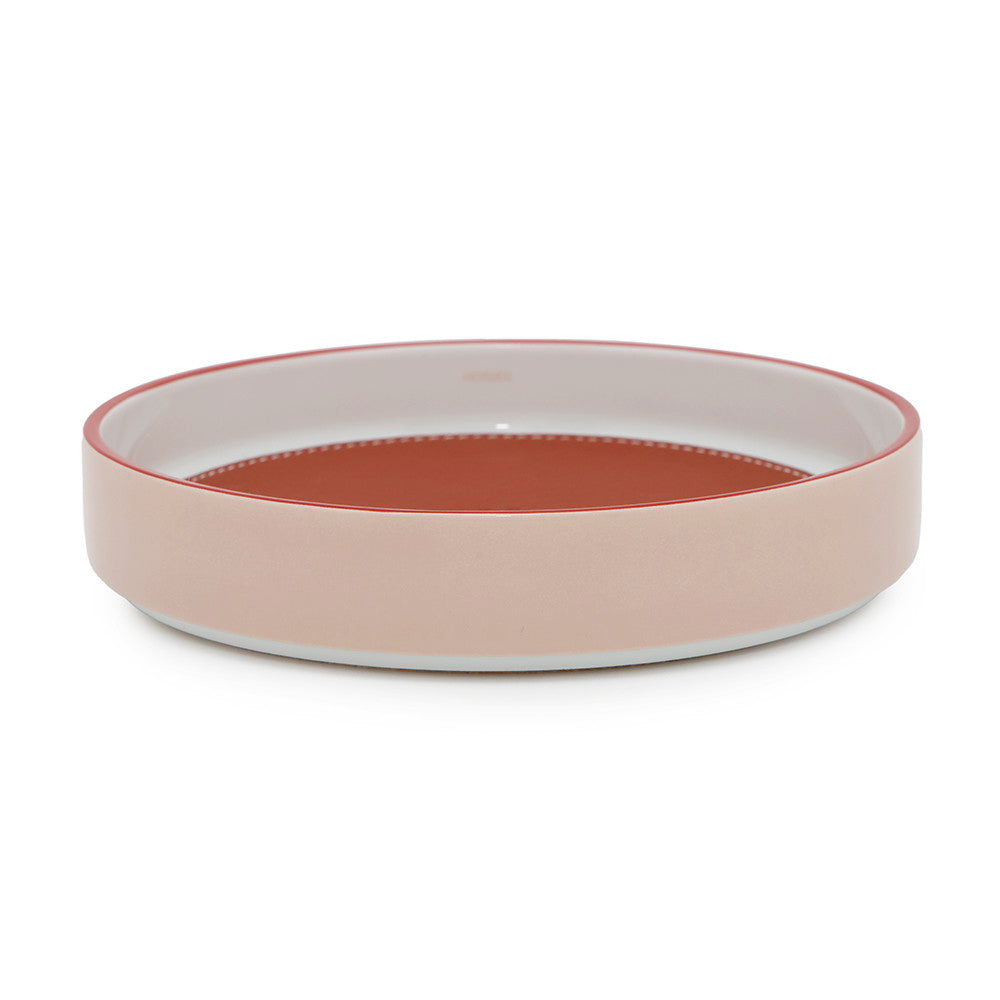 HERMES ★Round tray Circe Rose Namf Porcelain Taurillon Squirrel Size 6.3"