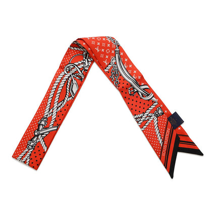 LOUIS VUITTON ★Scarf Sailor BandeauBB VermillionM79821 Silk 100%