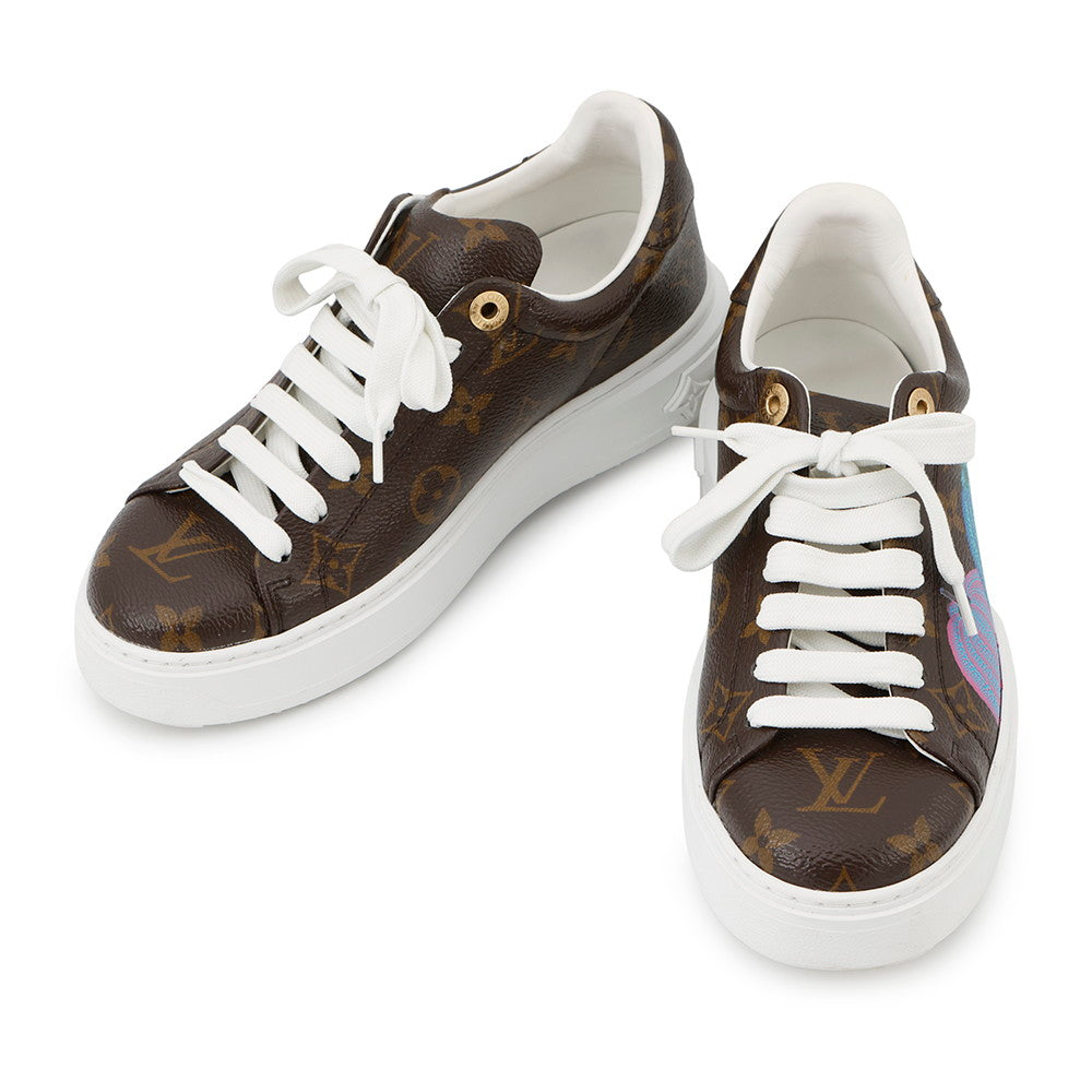 LOUIS VUITTON ★Yayoi Kusama Collaboration Time Out Sneakers Pumpkin Brown Monogram Size 35 1/2