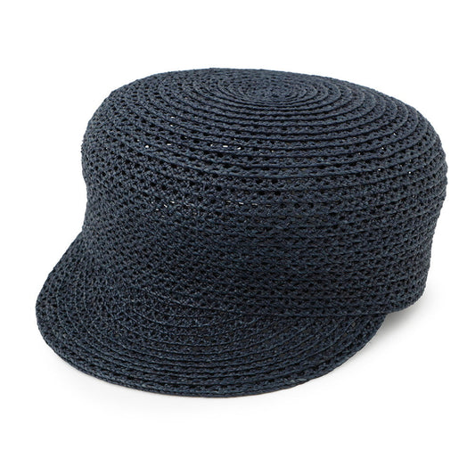 HERMES Side Serie Button Cap Size 58 Navy Raffia