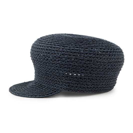 HERMES Side Serie Button Cap Size 58 Navy Raffia