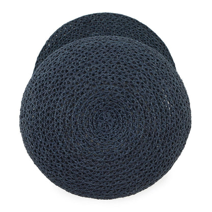 HERMES Side Serie Button Cap Size 58 Navy Raffia