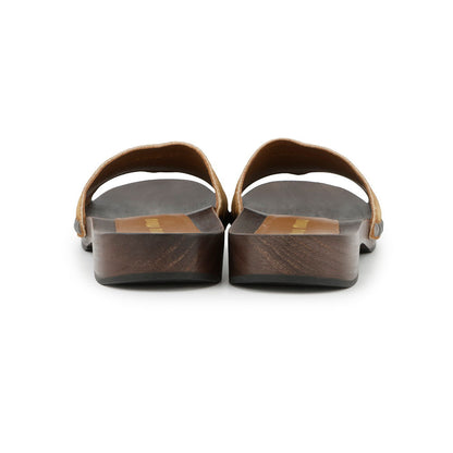 MIUMIU Faded Clog Sandals Brown5Z425E Suede Wood Size 37