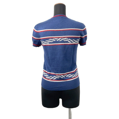 HERMES Kanoe H Short Sleeve Knit Size 34 Blue Cashmere48% Silk48% Nylon3%Polyurethane1%
