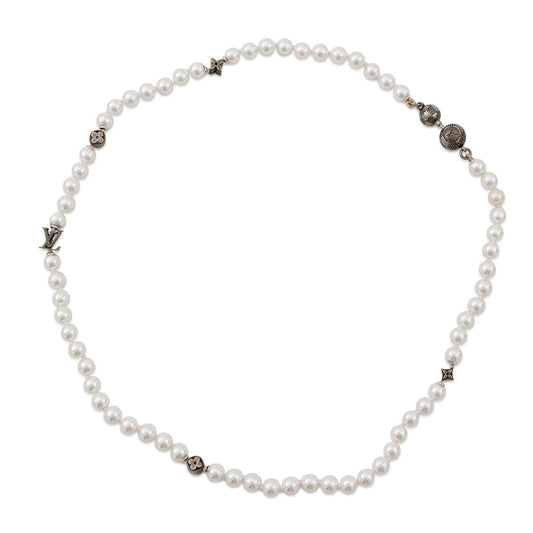 LOUIS VUITTON Necklace・Monogram Slim PearlM02235 Faux Pearl