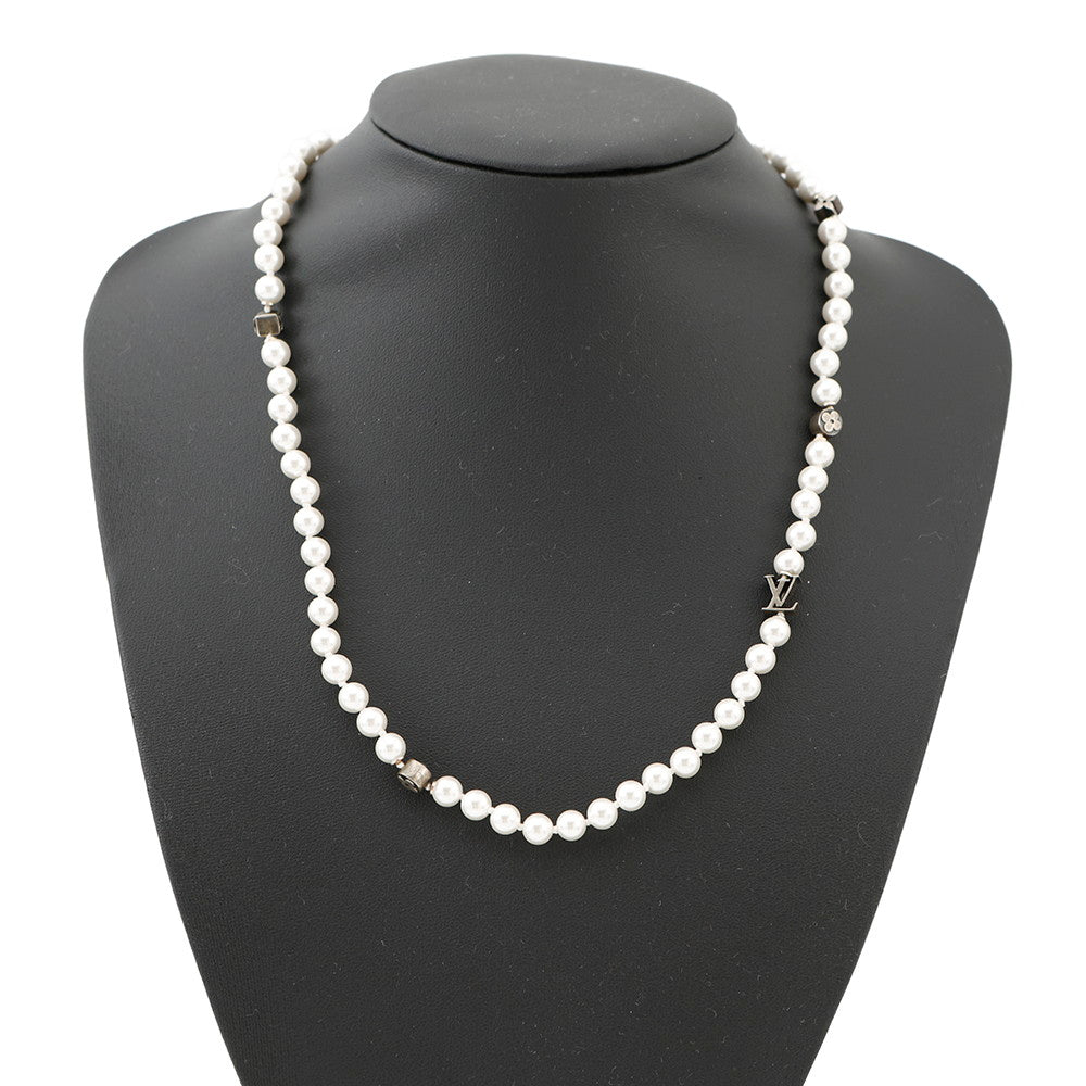 LOUIS VUITTON Necklace・Monogram Slim PearlM02235 Faux Pearl