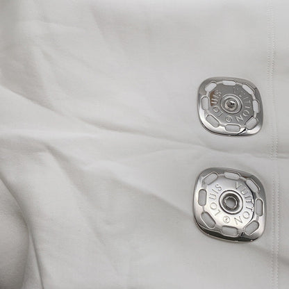 LOUIS VUITTON Snap Sleeve Crop Top Shirt Size XS White1AFTR3 Cotton89% Nylon11% Metal
