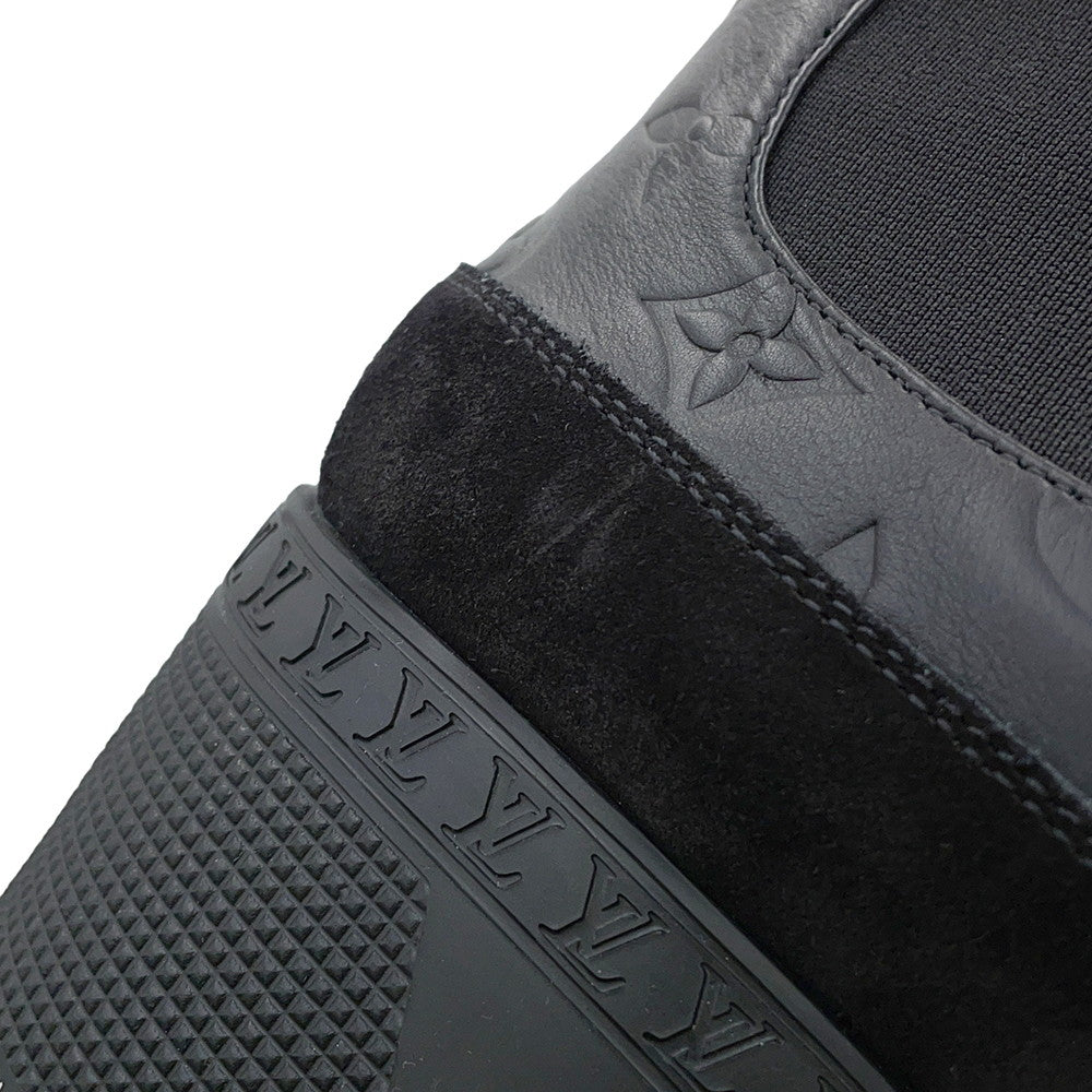LOUIS VUITTON Laureate Boots Black1AC7W0 Monogram Empreinte Leather Suede Size 38
