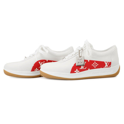 LOUIS VUITTON Supreme Collaboration Sneakers White/Red Leather Size 6