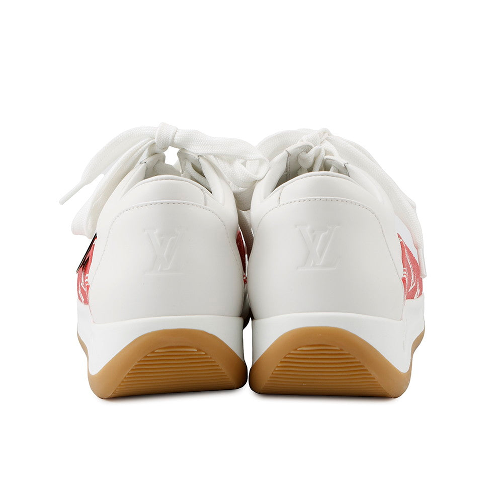LOUIS VUITTON Supreme Collaboration Sneakers White/Red Leather Size 6