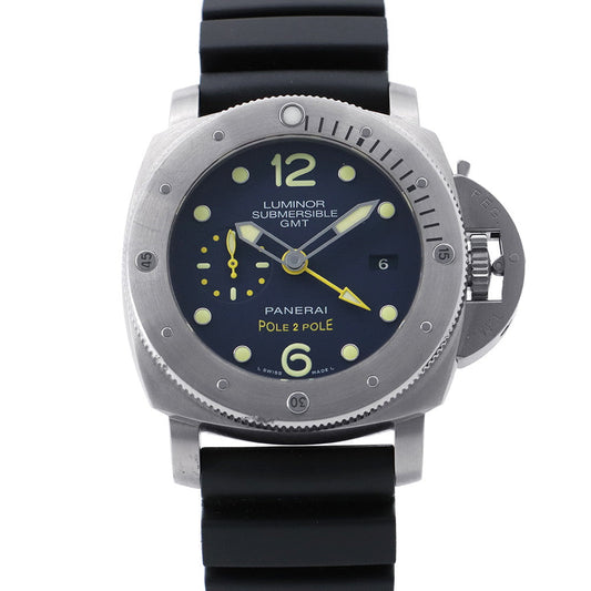 PANERAI Luminor Submersible 1950 3DAYS GMT Limited to 500 pieces W47mm TI Rubber Blue DialPAM00719