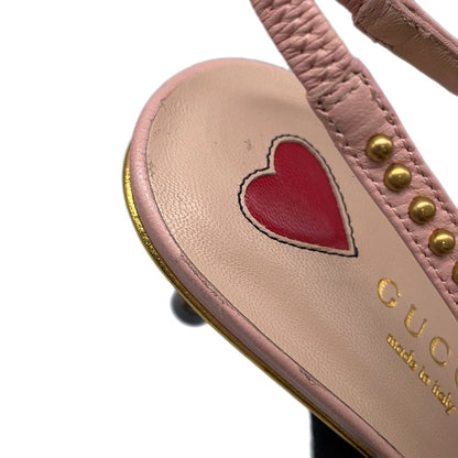 GUCCI Bamboo Heel Pumps Pink Leather Faux Pearl Size 34 1/2