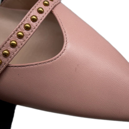 GUCCI Bamboo Heel Pumps Pink Leather Faux Pearl Size 34 1/2