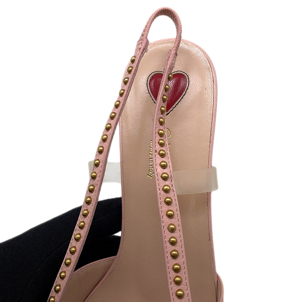 GUCCI Bamboo Heel Pumps Pink Leather Faux Pearl Size 34 1/2