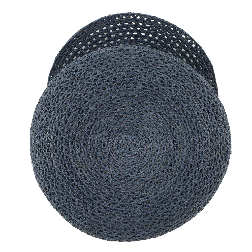 HERMES Cap Garate Serie Button Size 58 Navy Raffia100%