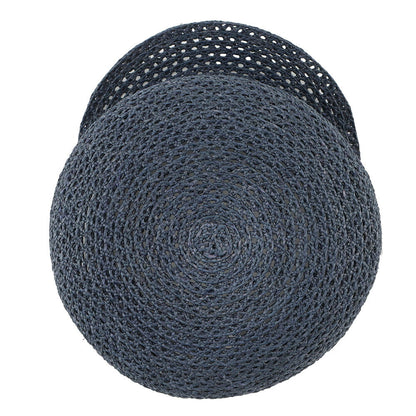 HERMES Cap Garate Serie Button Size 58 Navy Raffia100%