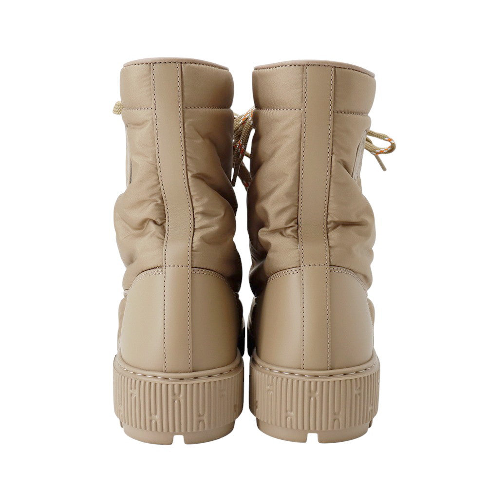 HERMES fresh ankle boots Beige Fabric Leather Rubber Size 37