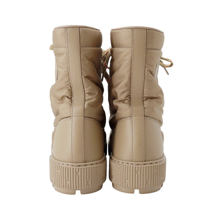 HERMES fresh ankle boots Beige Fabric Leather Rubber Size 37