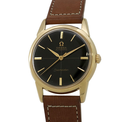 OMEGA Seamaster W33mm K18YG Leather Black Dial14704-3SC