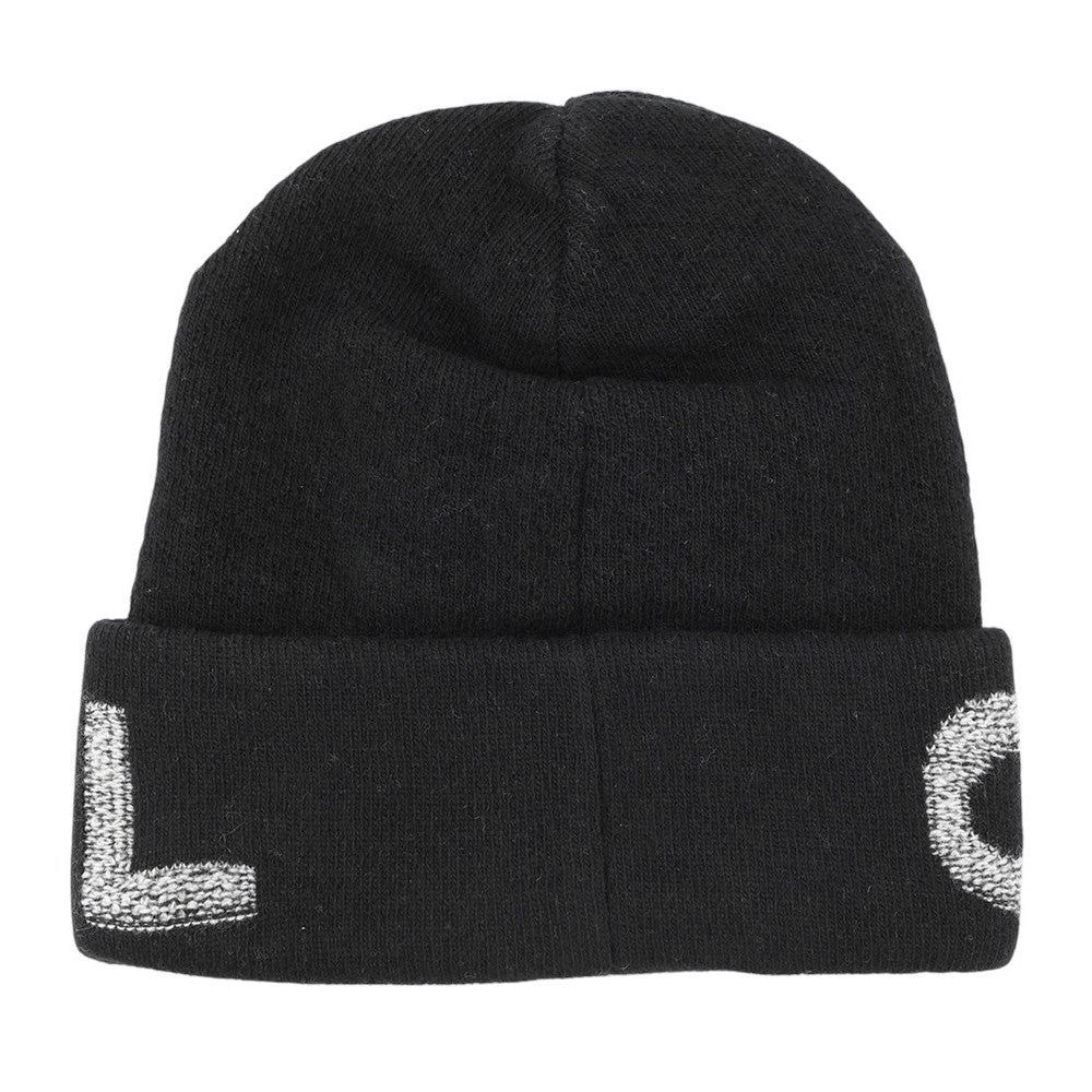 CHANEL Logo knit hat Black/Gray Wool 70% Cashmere30%