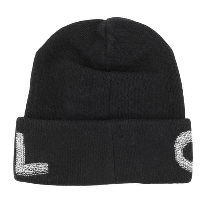 CHANEL Logo knit hat Black/Gray Wool 70% Cashmere30%