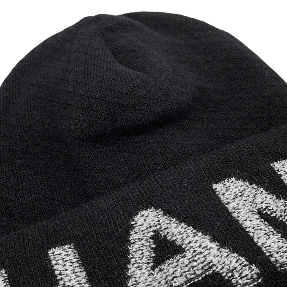 CHANEL Logo knit hat Black/Gray Wool 70% Cashmere30%