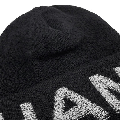 CHANEL Logo knit hat Black/Gray Wool 70% Cashmere30%