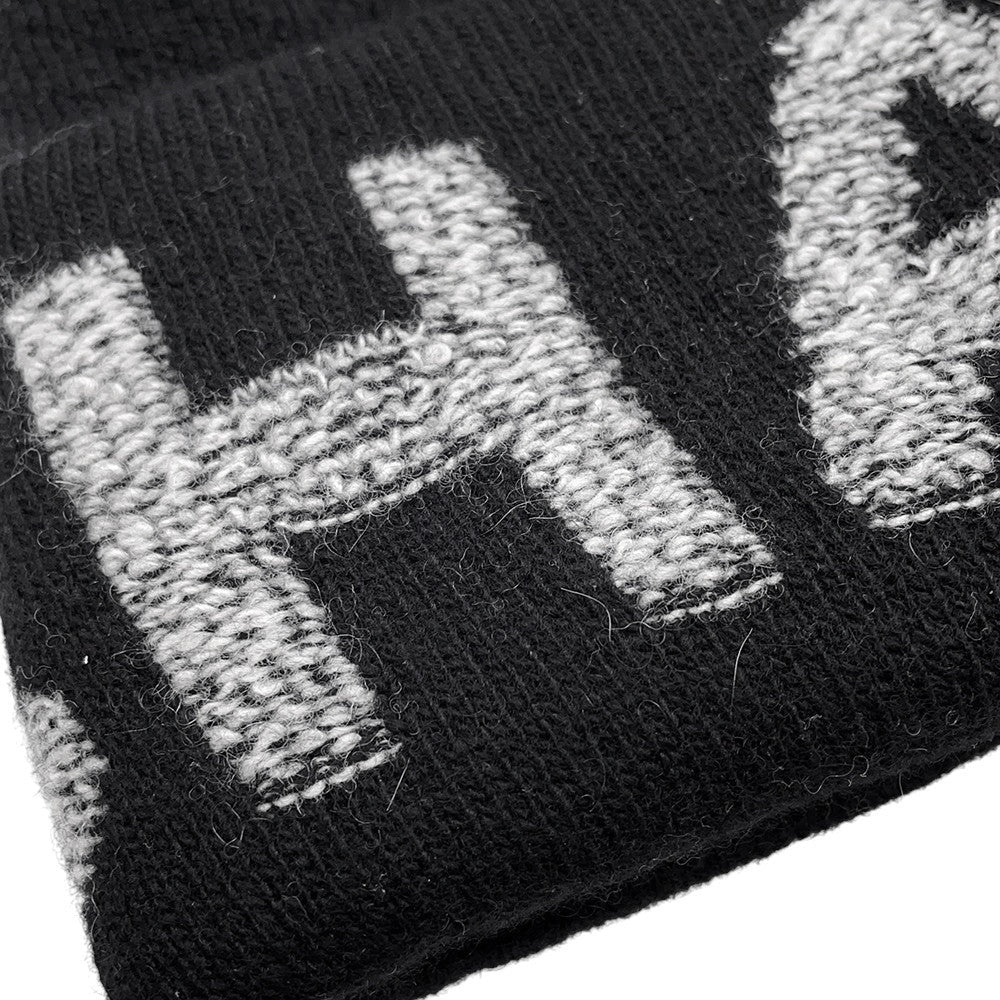 CHANEL Logo knit hat Black/Gray Wool 70% Cashmere30%
