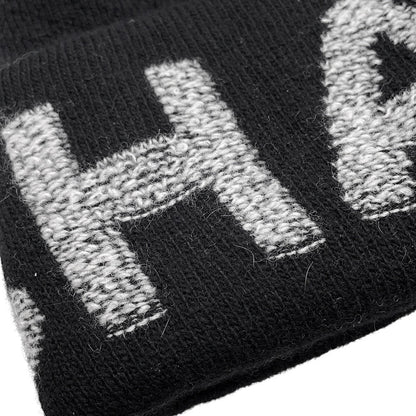 CHANEL Logo knit hat Black/Gray Wool 70% Cashmere30%
